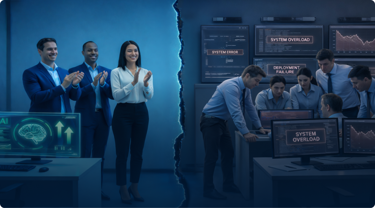 The Post-Pilot Cliff: Why AI Rollouts Fail at Scale Without the A³MS™ Framework